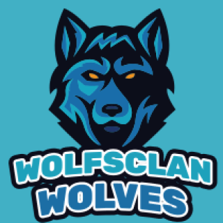 animal logo sober looking wolf face mascot