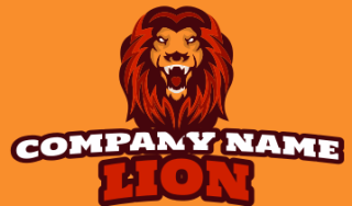 animal logo roaring lion with red mane