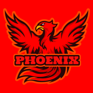 angry red phoenix mascot logo idea