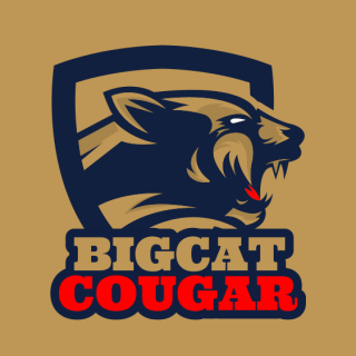 cougar mascot roaring out of shield