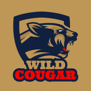 cougar mascot roaring out of shield