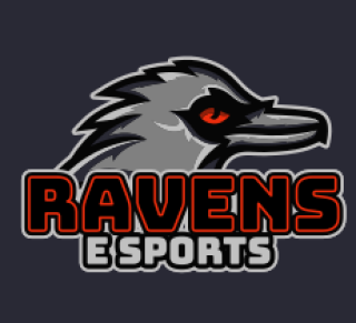 sports logo raven mascot with red eyes