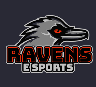 sports logo raven mascot with red eyes