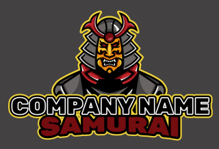 samurai with demon mask mascot