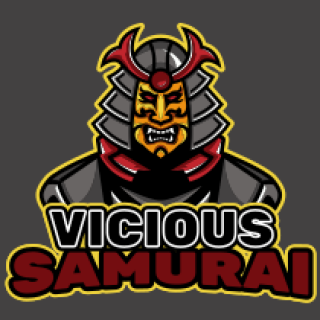 gaming logo samurai with demon mask mascot