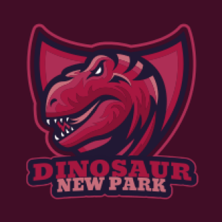 gaming logo icon dinosaur mascot in shield