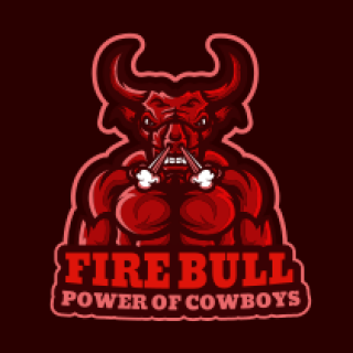 sports logo aggressive bull head mascot