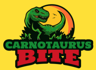 games logo Tyrex mascot against sunset