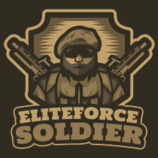 games logo soldier mascot with guns in shield