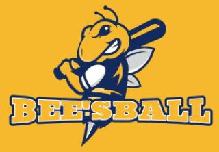 angry bee mascot logo with baseball bat