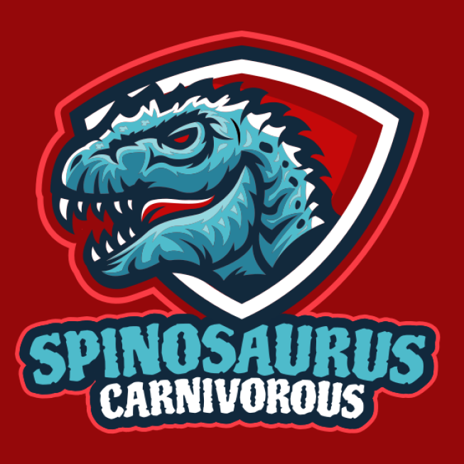 sports logo dinosaur head in shield