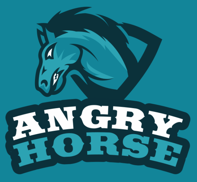 mascot logo angry horse in shield