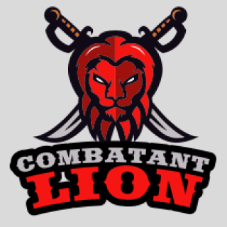 animal logo angry lion mascot with swords
