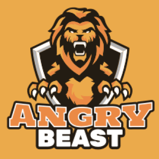 animal logo angry lion in shield mascot