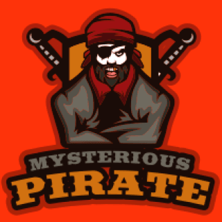 sports logo angry pirate with sword in shield