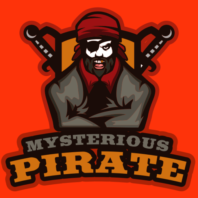 sports logo angry pirate with sword in shield
