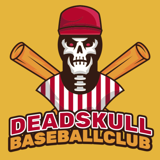 unique of baseball player with a skull face Mascot