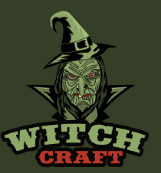 games logo black hat witch mascot