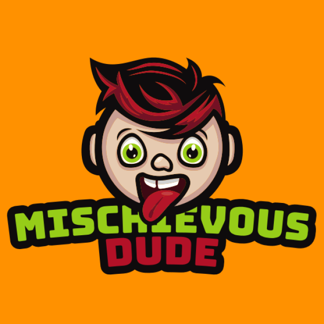 gaming logo boy with red hair showing tongue