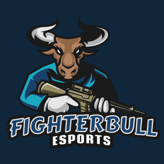 bull holding gun mascot icon