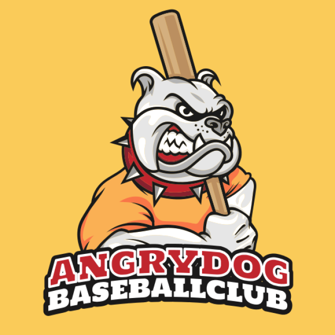 sports bulldog mascot with baseball bat