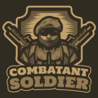 games logo soldier mascot with guns in shield