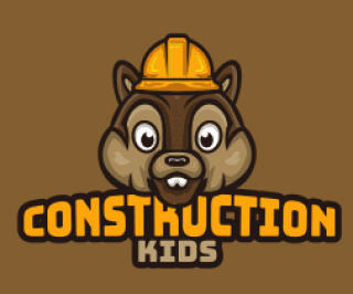 animal logo squirrel face with construction hat