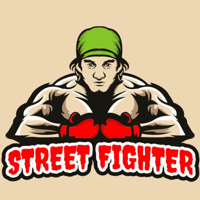 fighter in gloves mascot
