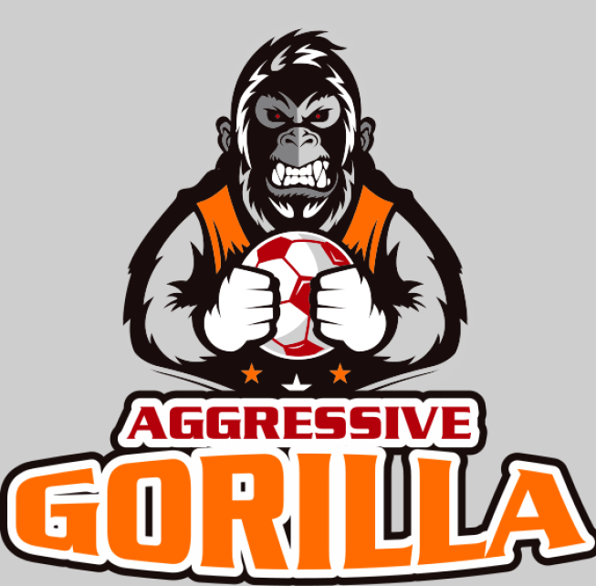 games logo gorilla with soccer ball mascot