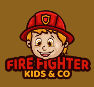 gaming logo happy boy in firefighter hat