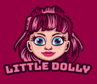 fashion logo big eyes girl in stylish hair