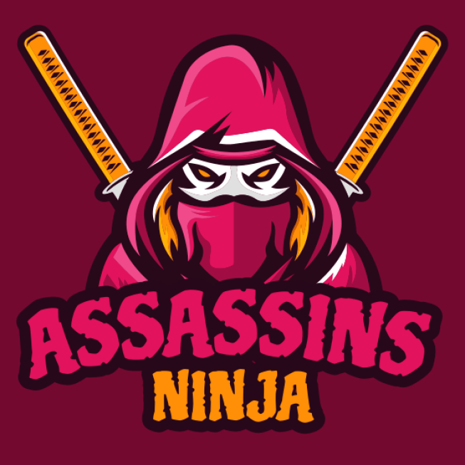 games logo ninja wearing hoodie with swords 