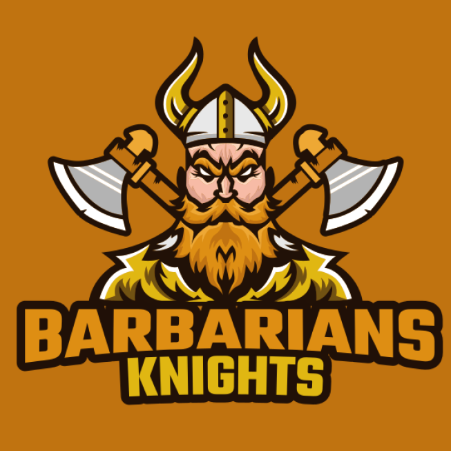 Barbarian mascot with axes