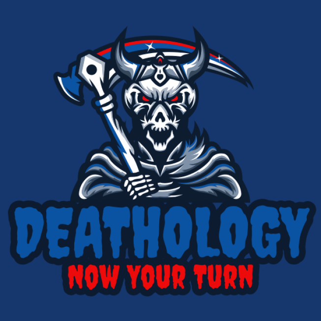 games logo grim reaper with scythe mascot
