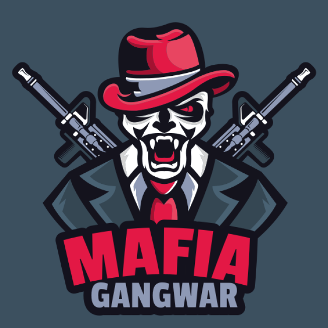 games logo grim reaper mascot with guns