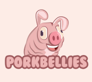 animal logo pig smiling with squint eyes