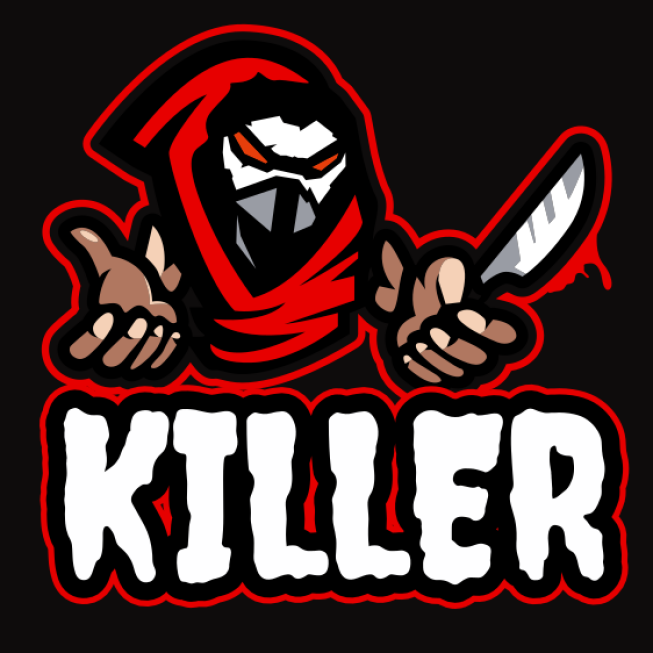 games logo ninja mascot with bloody knife