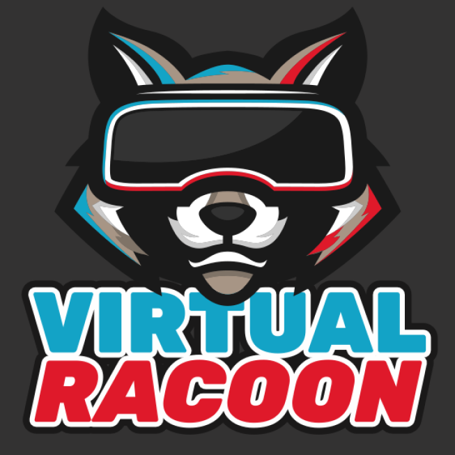 animal logo racoon in VR glasses mascot