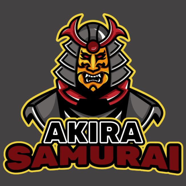 games logo samurai with demon mask mascot