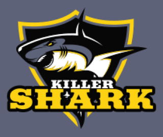 games logo shark mascot in shield