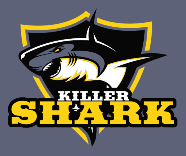 games logo shark mascot in shield