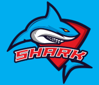 animal logo angry shark mascot in shield