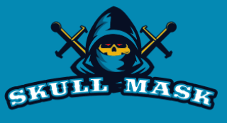 games logo skull in hoodie with swords