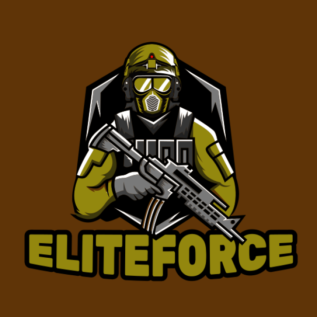 games logo online soldier with gun in shield