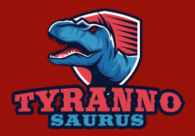 tyrannosaurus mascot logo in shield