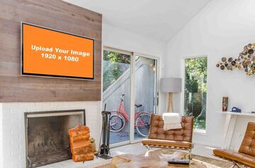LED LCD TV mockup on wooden wall in living room