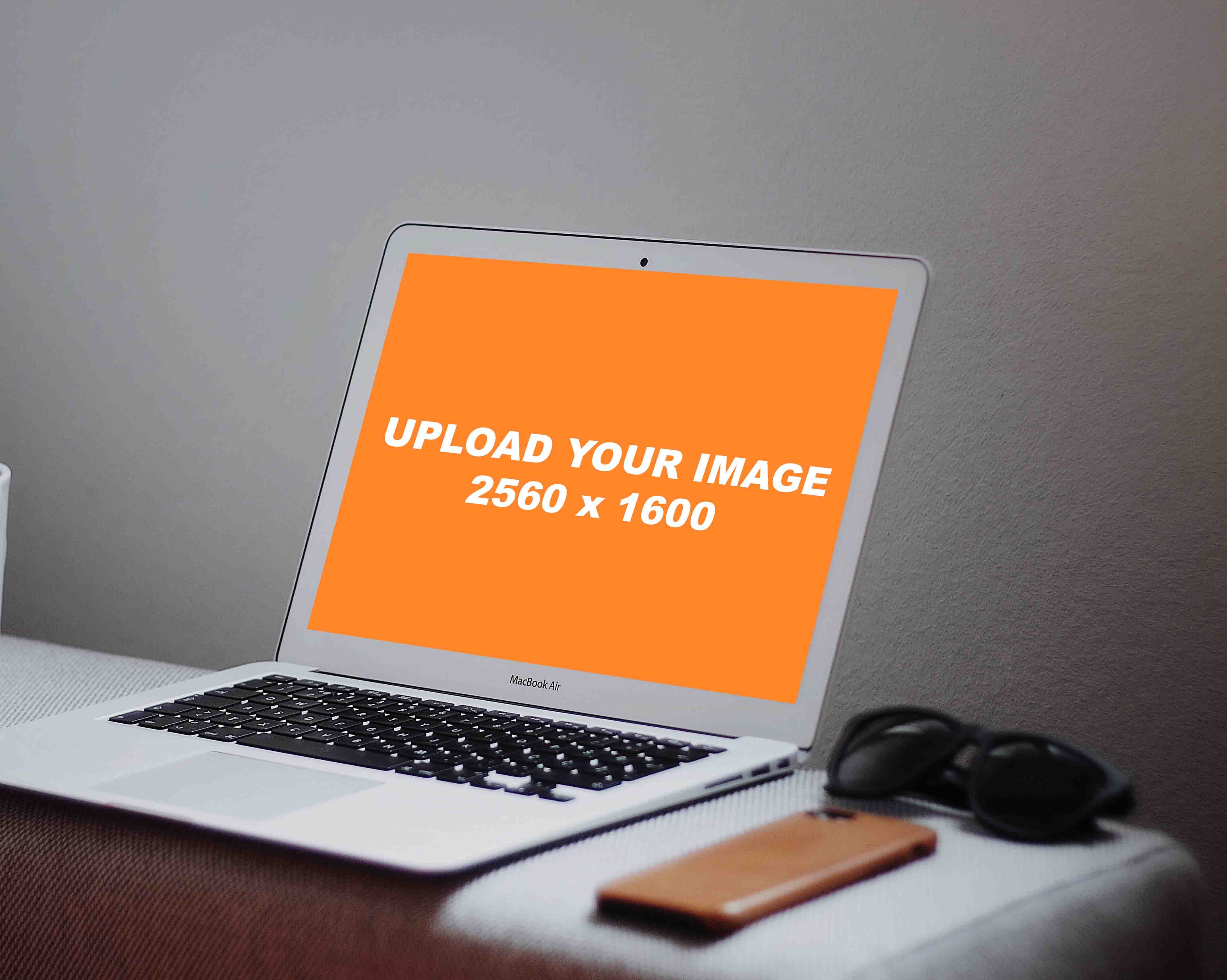 MacBook Air mockup on home office desk 